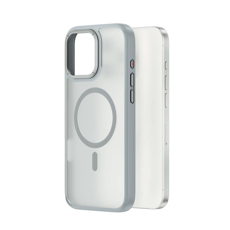 iPhone 16 Pro Kılıf Wiwu FGG-012 ArmorPro Serisi Magsafe Şarj Özellikli Parmak İzi Bırakmayan Kılıf Gri