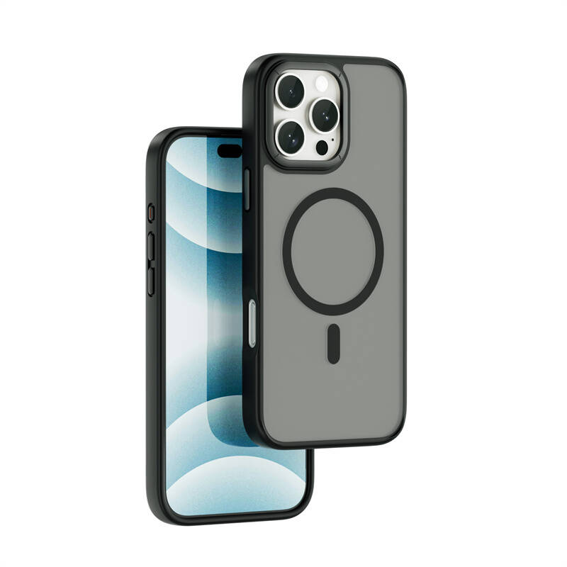 iPhone 16 Pro Kılıf Wiwu FGG-012 ArmorPro Serisi Magsafe Şarj Özellikli Parmak İzi Bırakmayan Kılıf Siyah