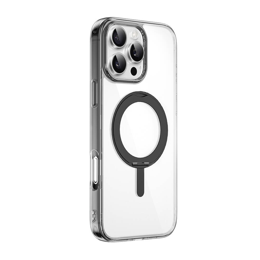 iPhone 16 Pro Kılıf Wiwu MCC-201 iShield Ultra Serisi Magsafe Şarj Özellikli Standlı Crystal Sert PC Kılıf Siyah