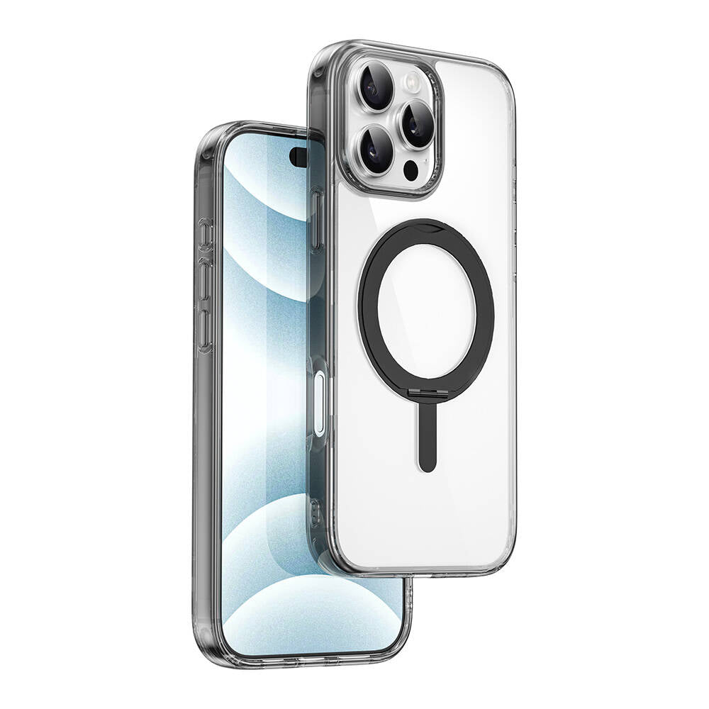 iPhone 16 Pro Kılıf Wiwu MCC-201 iShield Ultra Serisi Magsafe Şarj Özellikli Standlı Crystal Sert PC Kılıf Siyah