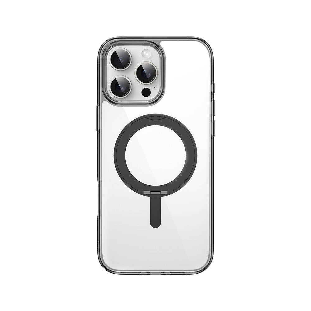 iPhone 16 Pro Kılıf Wiwu MCC-201 iShield Ultra Serisi Magsafe Şarj Özellikli Standlı Crystal Sert PC Kılıf Siyah