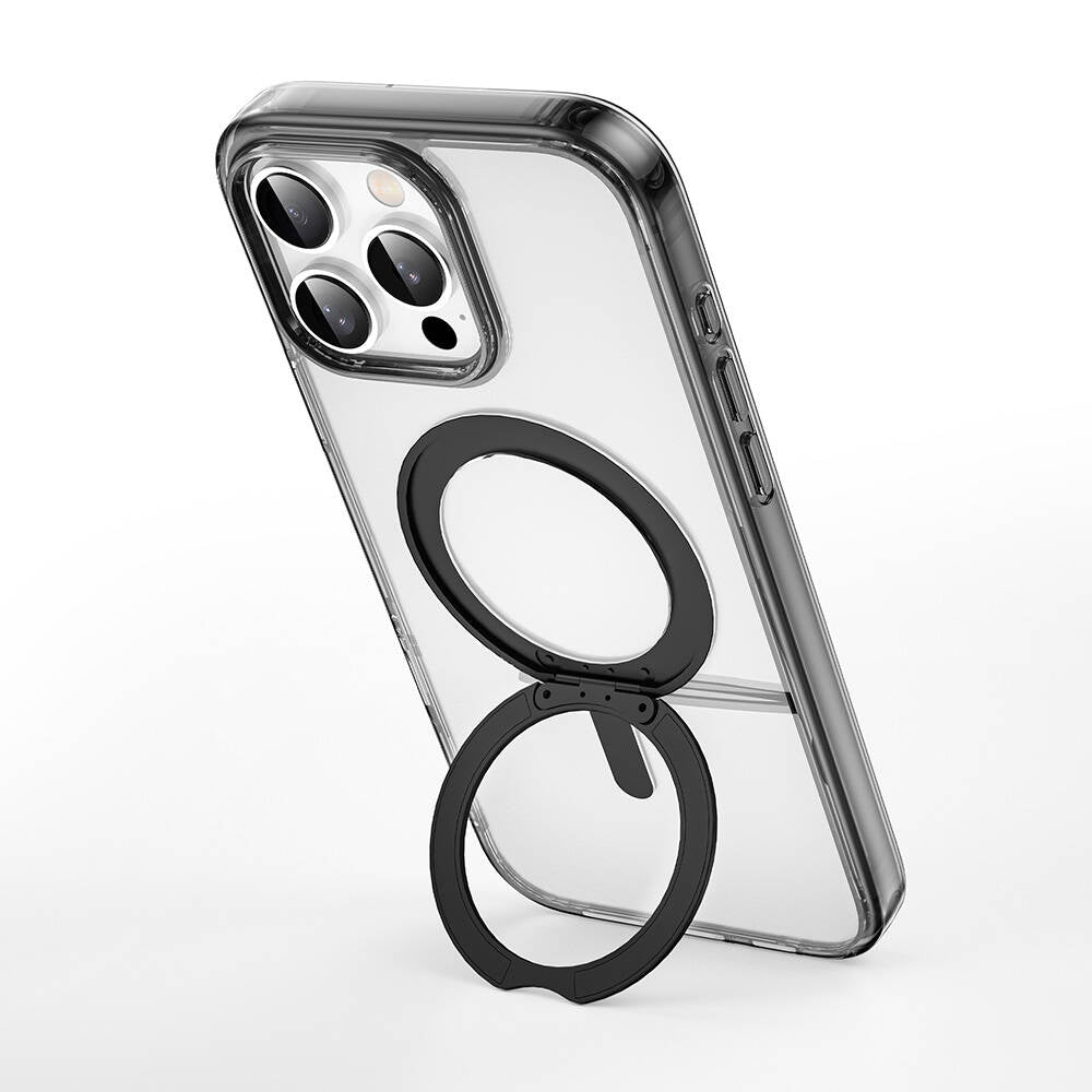 iPhone 16 Pro Kılıf Wiwu MCC-201 iShield Ultra Serisi Magsafe Şarj Özellikli Standlı Crystal Sert PC Kılıf Siyah