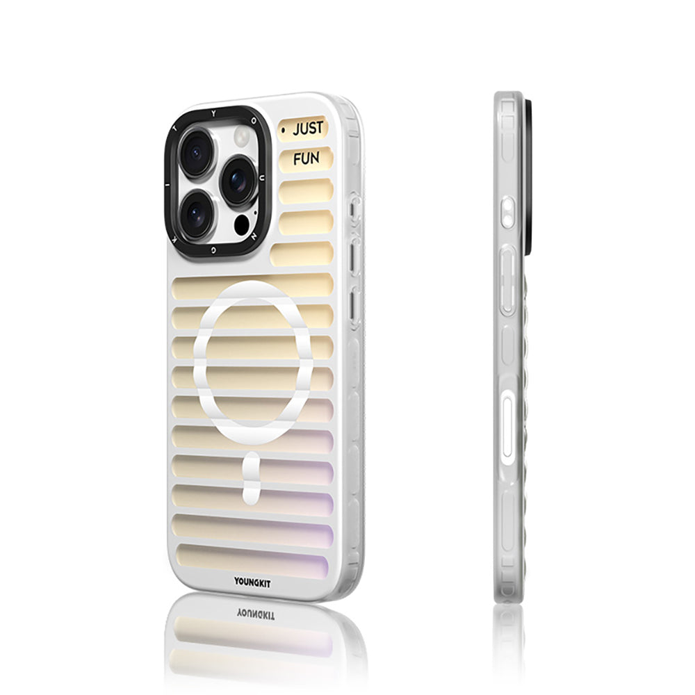 iPhone 16 Pro Magsafe Şarj Özellikli Youngkit Geek Serisi Kılıf Beyaz