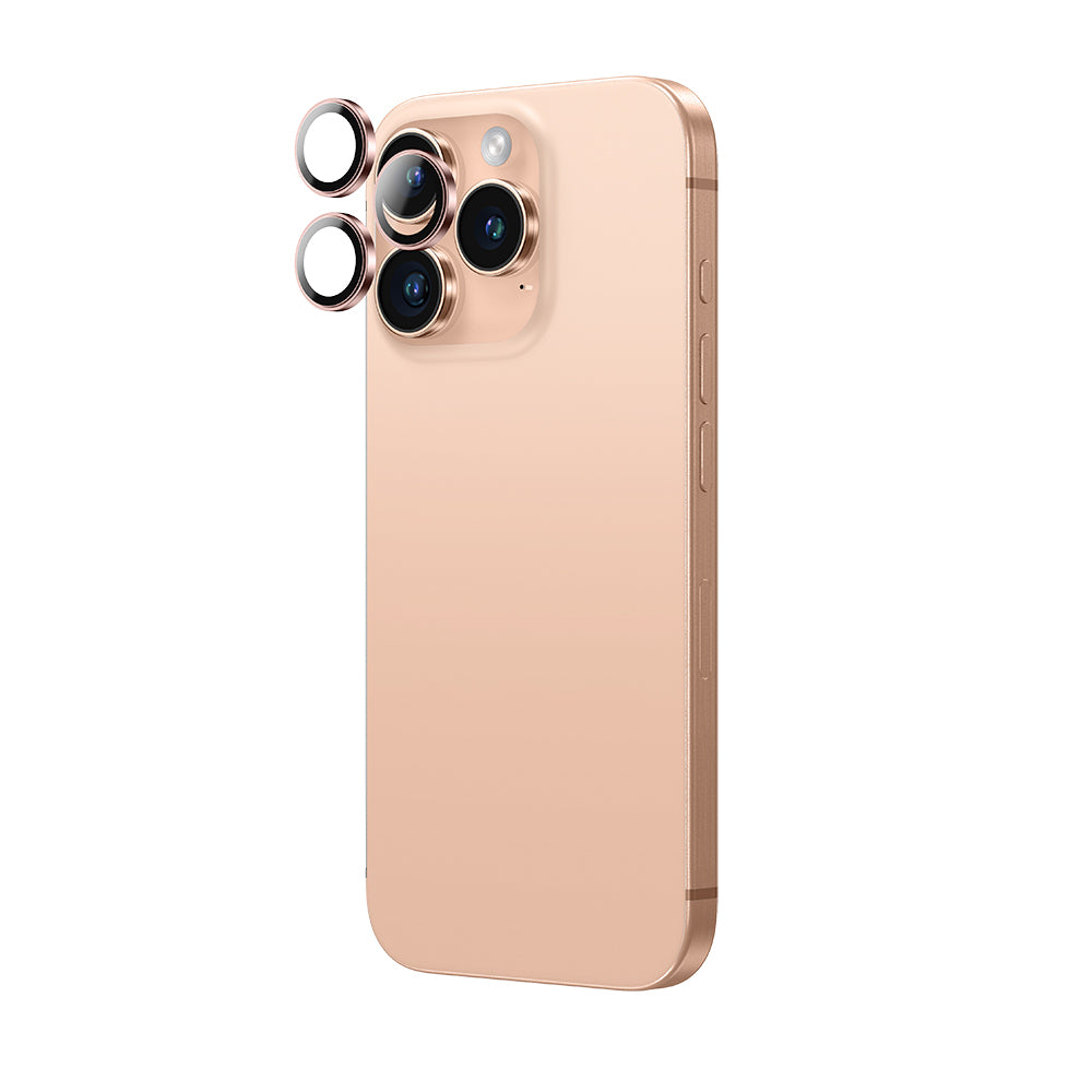 (16 Serisi)Apple iPhone Amazingthing Anti Reflective Kamera Lens Koruyucu + Kolay Uygulama Aparatlı Rose Gold