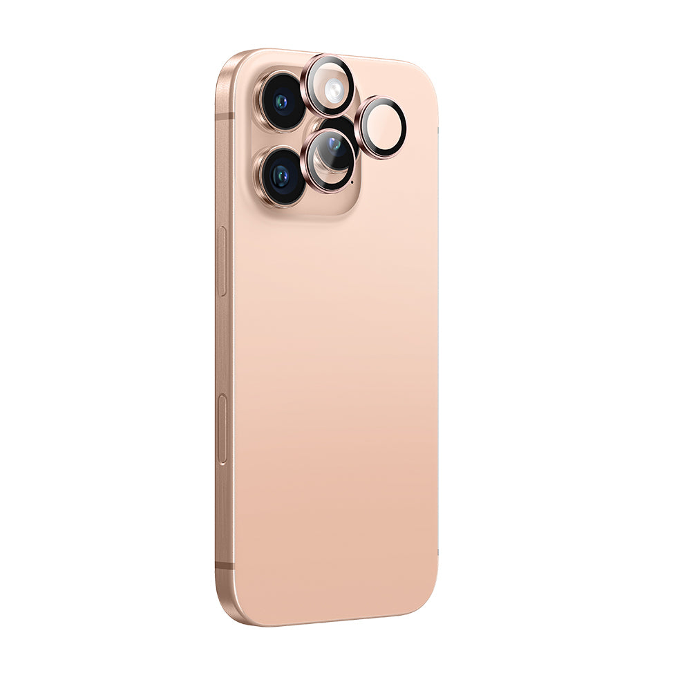 (16 Serisi)Apple iPhone Amazingthing Anti Reflective Kamera Lens Koruyucu + Kolay Uygulama Aparatlı Rose Gold