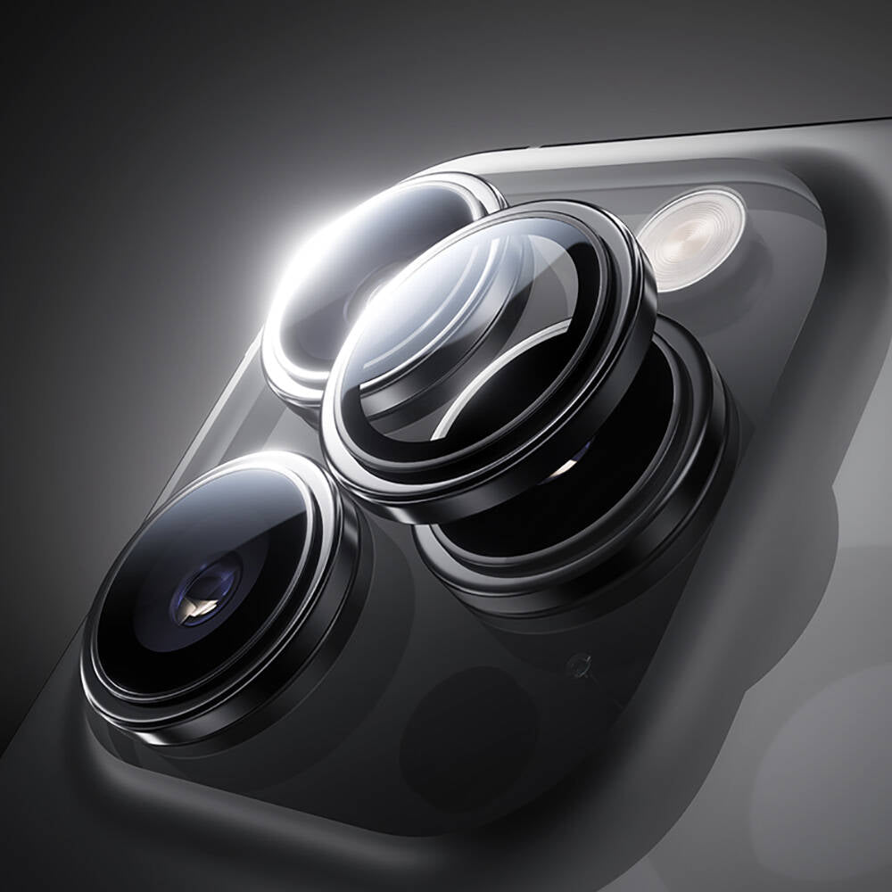 iPhone 16 Pro Max Benks Parlama Önleyici Glass Warrior Metal Kamera Lens Koruyucu Titanyum-Gold