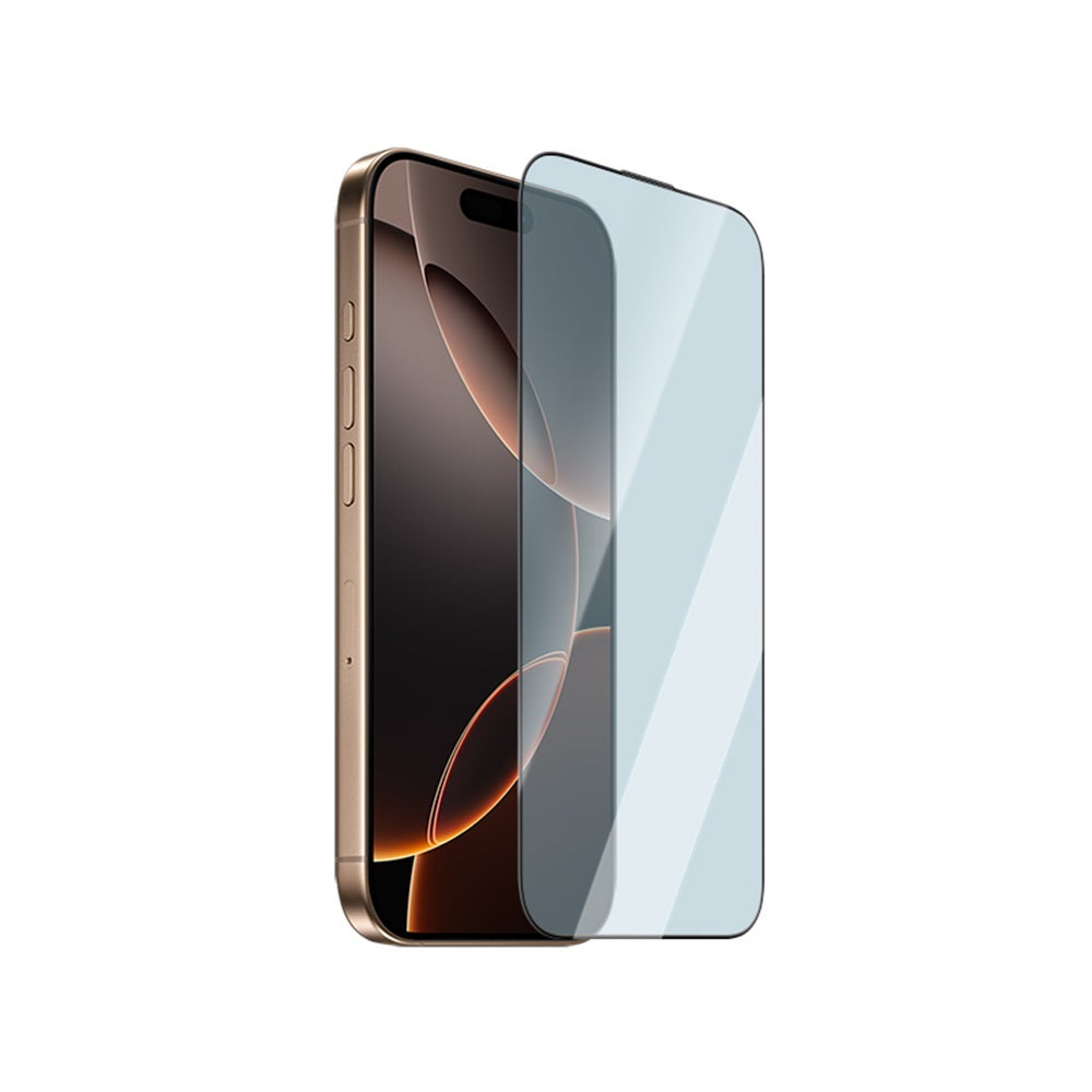 Apple iPhone 16 Pro Max CaseWorld 3D Eyesafe Mavi Işık Teknolojili 0.15mm Temperli Cam Ekran Koruyucu + Uygulama Aparatı Şeffaf