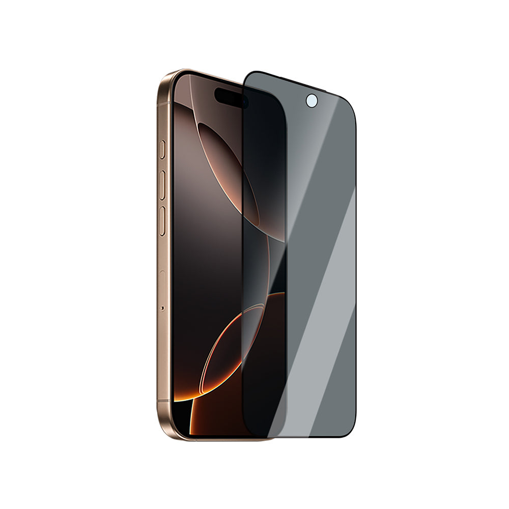 (16 Serisi)Apple iPhone CaseWorld Applicator Serisi 2.5D Eyesafe Mavi Işık Teknolojili 0.33mm Privacy Temperli Cam Ekran Koruyucu + Uygulama Aparatı Siyah