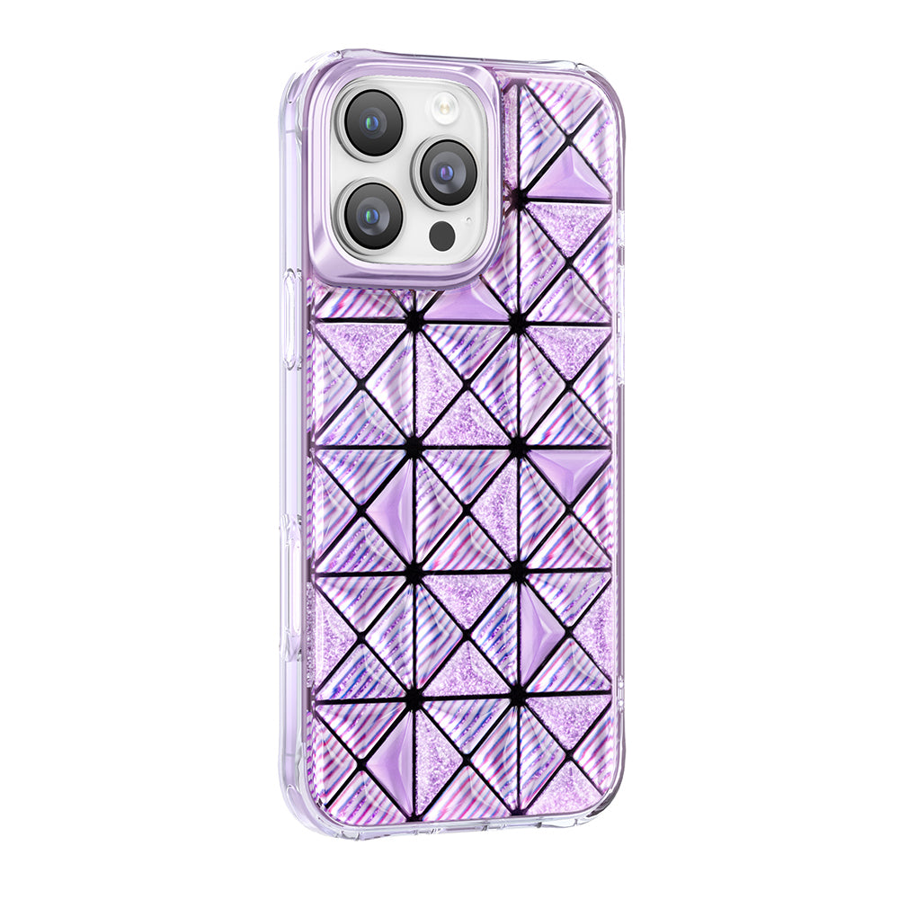 Apple iPhone 16 Pro Max Kılıf 3D Buz Blok Desenli Zore Paris Kairo TPU Kapak Mor