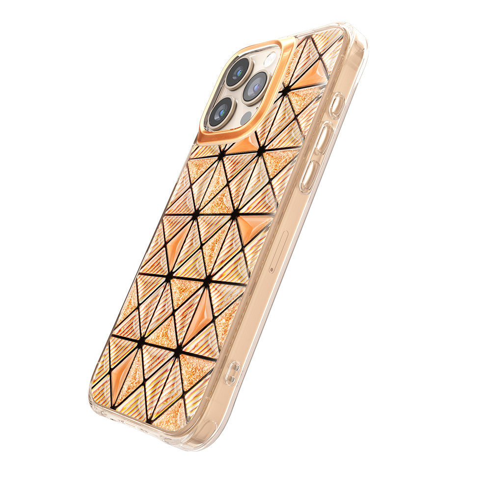 Apple iPhone 16 Pro Max Kılıf 3D Buz Blok Desenli Zore Paris Kairo TPU Kapak Turuncu