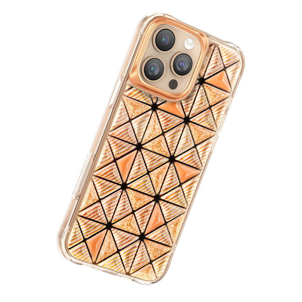 Apple iPhone 16 Pro Max Kılıf 3D Buz Blok Desenli Zore Paris Kairo TPU Kapak Turuncu