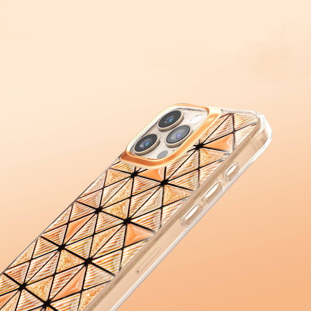 Apple iPhone 16 Pro Max Kılıf 3D Buz Blok Desenli Zore Paris Kairo TPU Kapak Turuncu