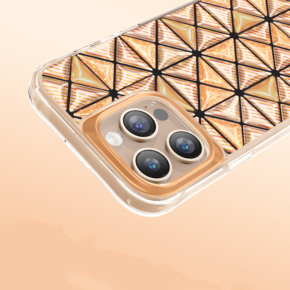 Apple iPhone 16 Pro Max Kılıf 3D Buz Blok Desenli Zore Paris Kairo TPU Kapak Turuncu