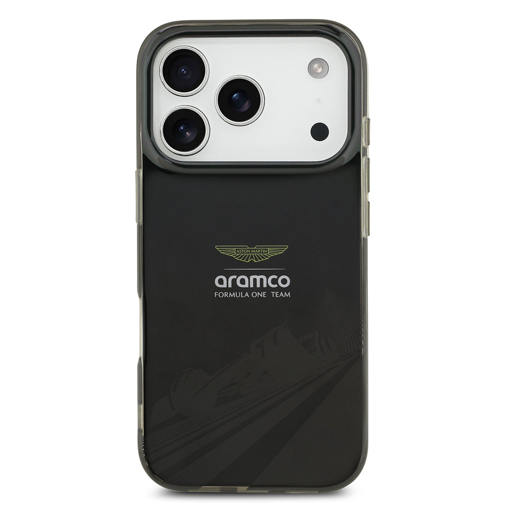 Apple iPhone 17 Pro Kılıf Aston Martin Orjinal Lisanslı M-safe Şarj Özellikli IML Baskı Logolu Formula Tasarımlı Kapak Siyah