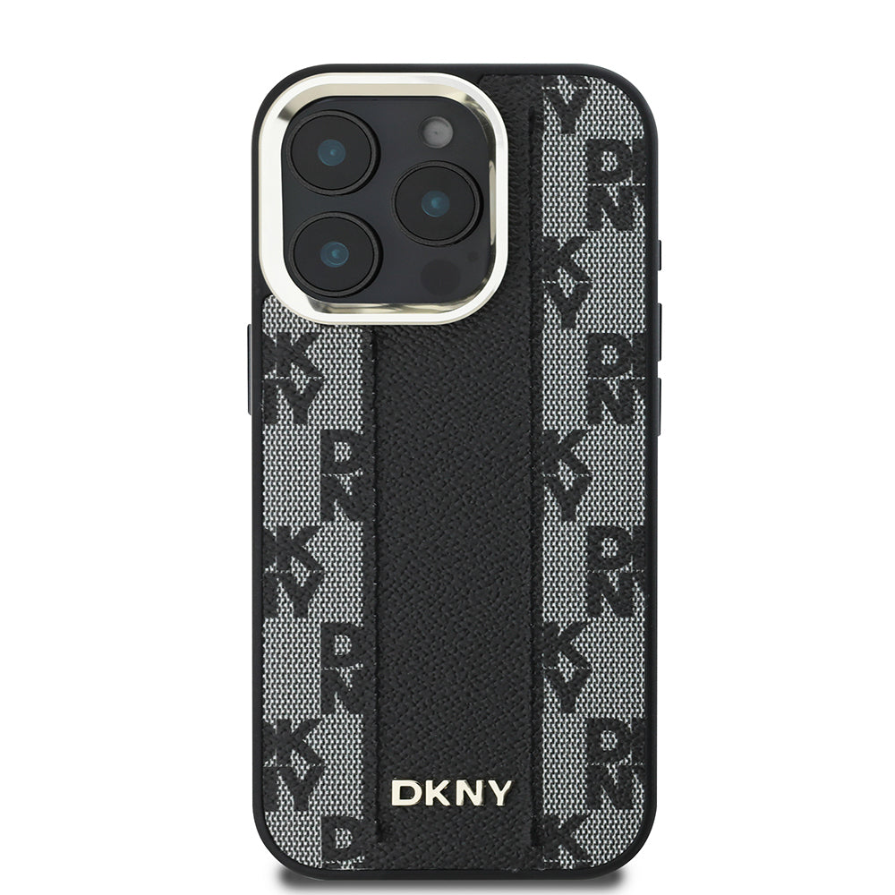 iPhone 16 Pro Max Kılıf DKNY Orjinal Lisanslı Magsafe Şarj Özellikli 3D Yazılı Checkered Pattern Kılıf Bej