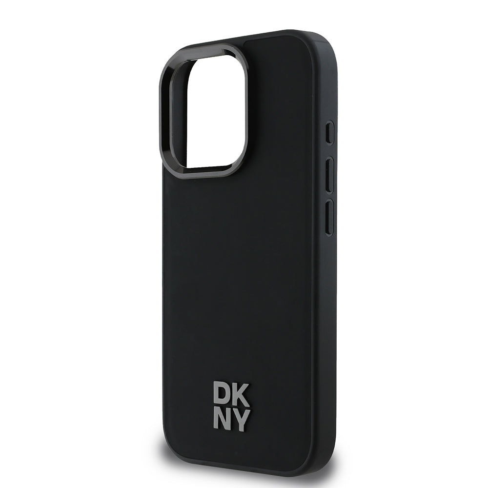 iPhone 16 Pro Max Kılıf DKNY Orjinal Lisanslı Magsafe Şarj Özellikli Metal Logolu PU Deri Plain Kılıf Siyah