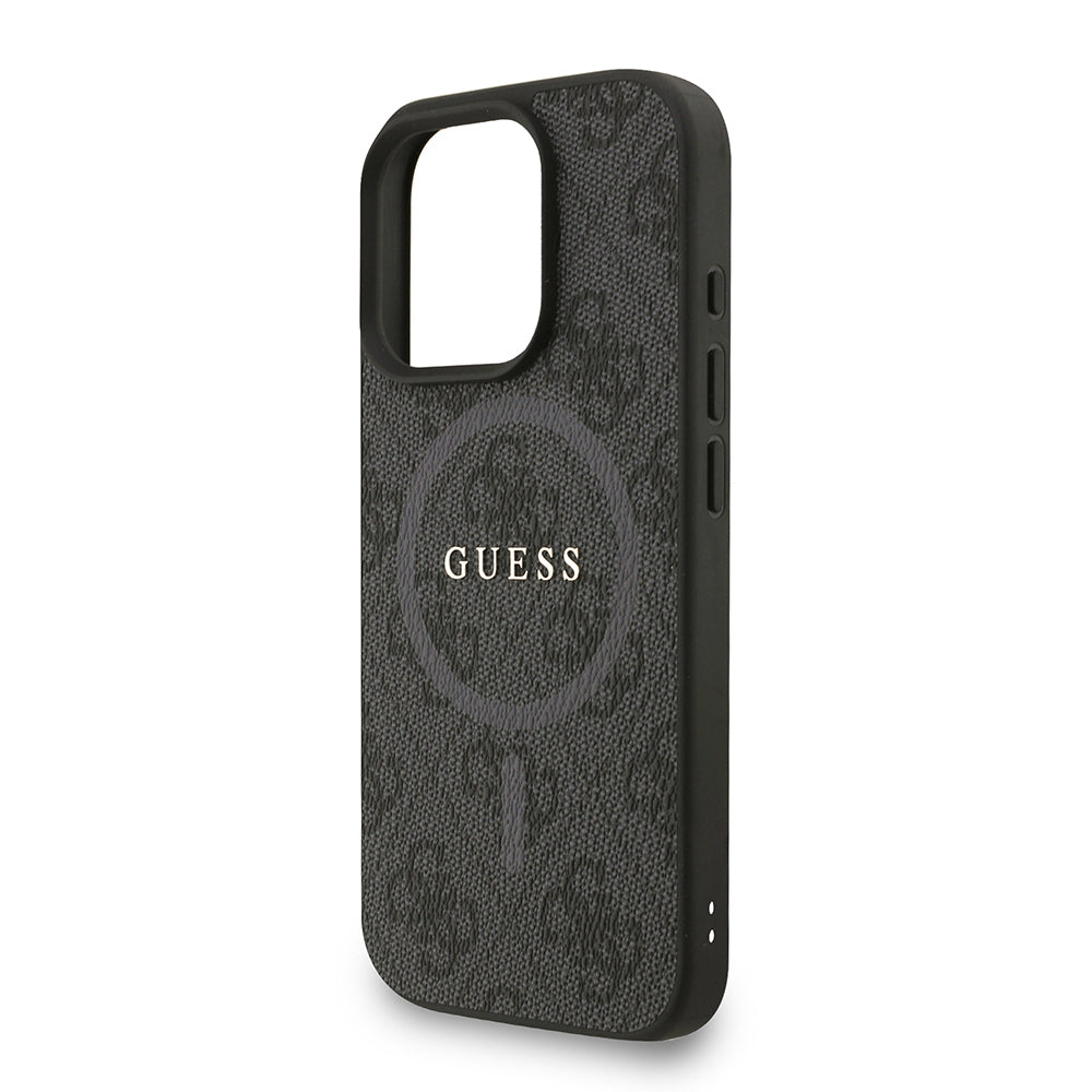 Apple iPhone 16 Pro Max Kılıf Guess Orjinal Lisanslı M-safe Şarj Özellikli PU Deri Bilek Askı İpli Yazı Logolu Kapak Pembe