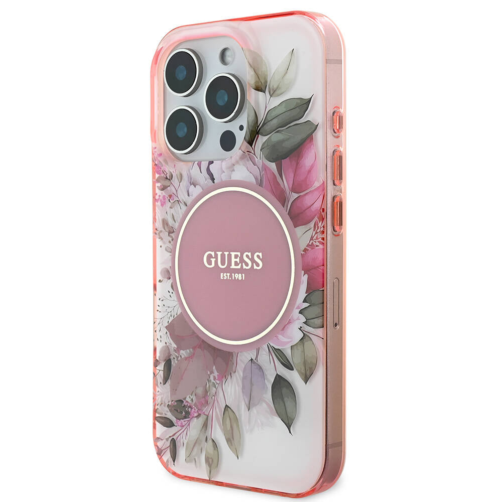 Apple iPhone 16 Pro Max Kılıf Guess Orjinal Lisanslı Magsafe Şarj Özellikli Flower Tonal Circle Kapak Yeşil