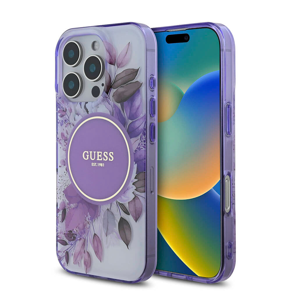 Apple iPhone 16 Pro Max Kılıf Guess Orjinal Lisanslı Magsafe Şarj Özellikli Flower Tonal Circle Kapak Yeşil