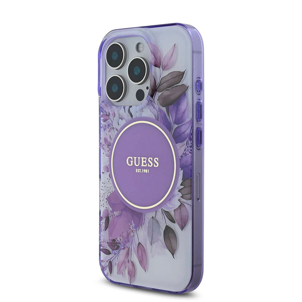 Apple iPhone 16 Pro Max Kılıf Guess Orjinal Lisanslı Magsafe Şarj Özellikli Flower Tonal Circle Kapak Yeşil