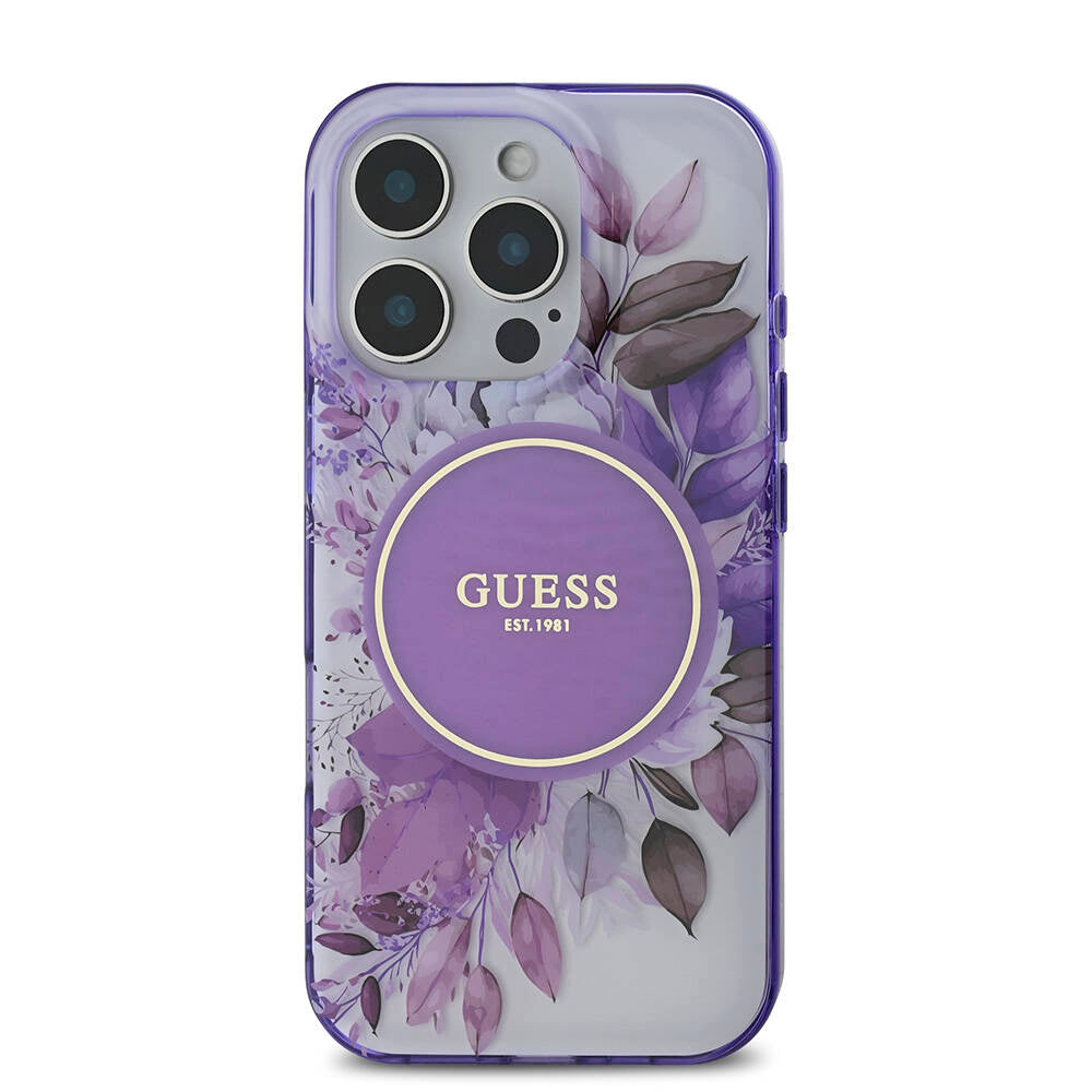 Apple iPhone 16 Pro Max Kılıf Guess Orjinal Lisanslı Magsafe Şarj Özellikli Flower Tonal Circle Kapak Yeşil