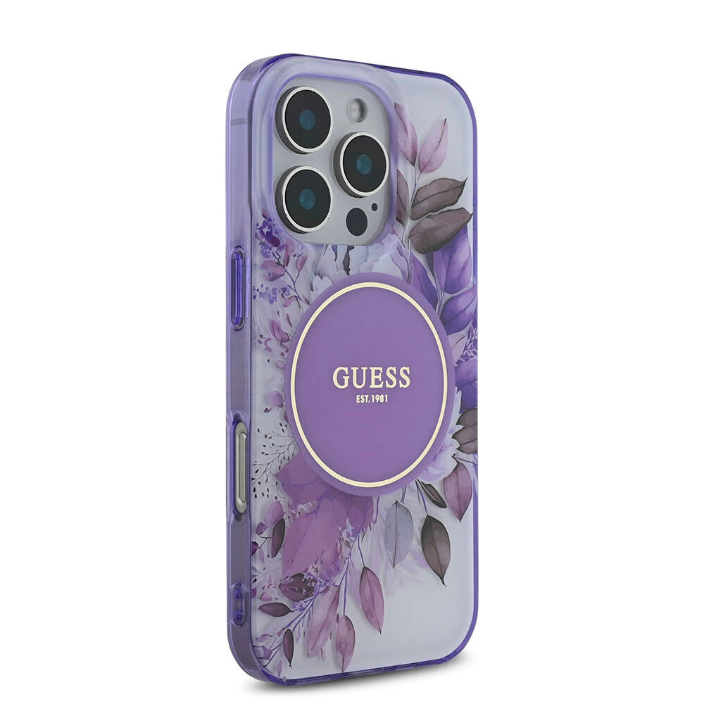 Apple iPhone 16 Pro Max Kılıf Guess Orjinal Lisanslı Magsafe Şarj Özellikli Flower Tonal Circle Kapak Yeşil