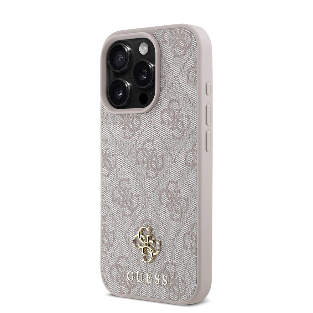 Apple iPhone 16 Pro Max Kılıf Guess Orjinal Lisanslı Magsafe Şarj Özellikli Small 4G Classic Kapak Pembe