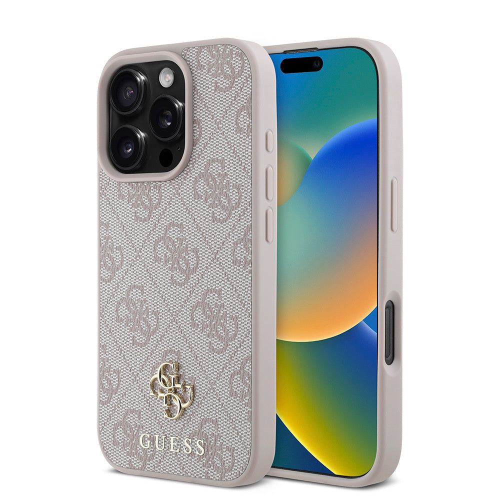 Apple iPhone 16 Pro Max Kılıf Guess Orjinal Lisanslı Magsafe Şarj Özellikli Small 4G Classic Kapak Pembe