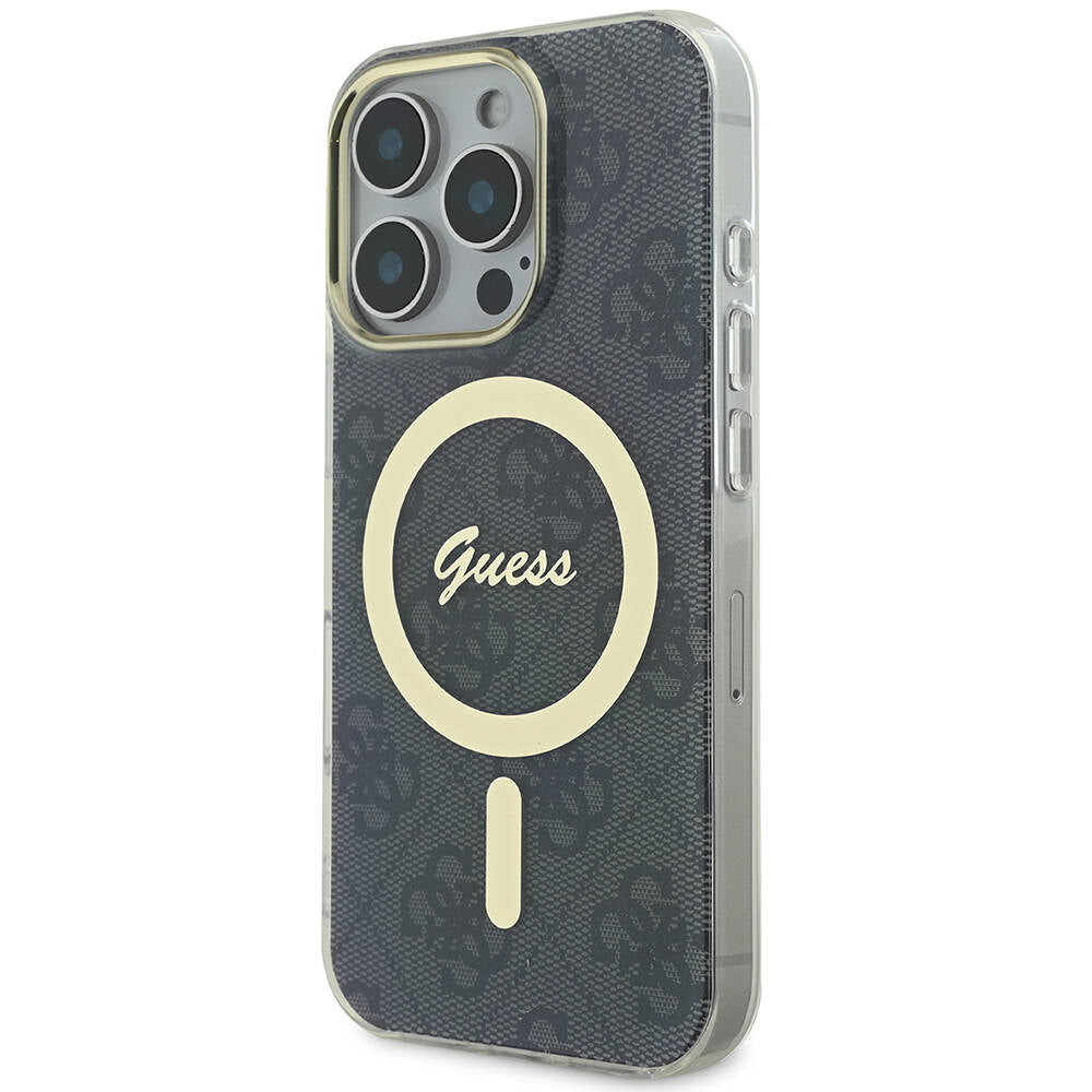 Apple iPhone 16 Pro Max Kılıf Guess Orjinal Lisanslı Magsafe Şarj Özellikli Yazı Logolu 4G Desenli Kapak Pembe