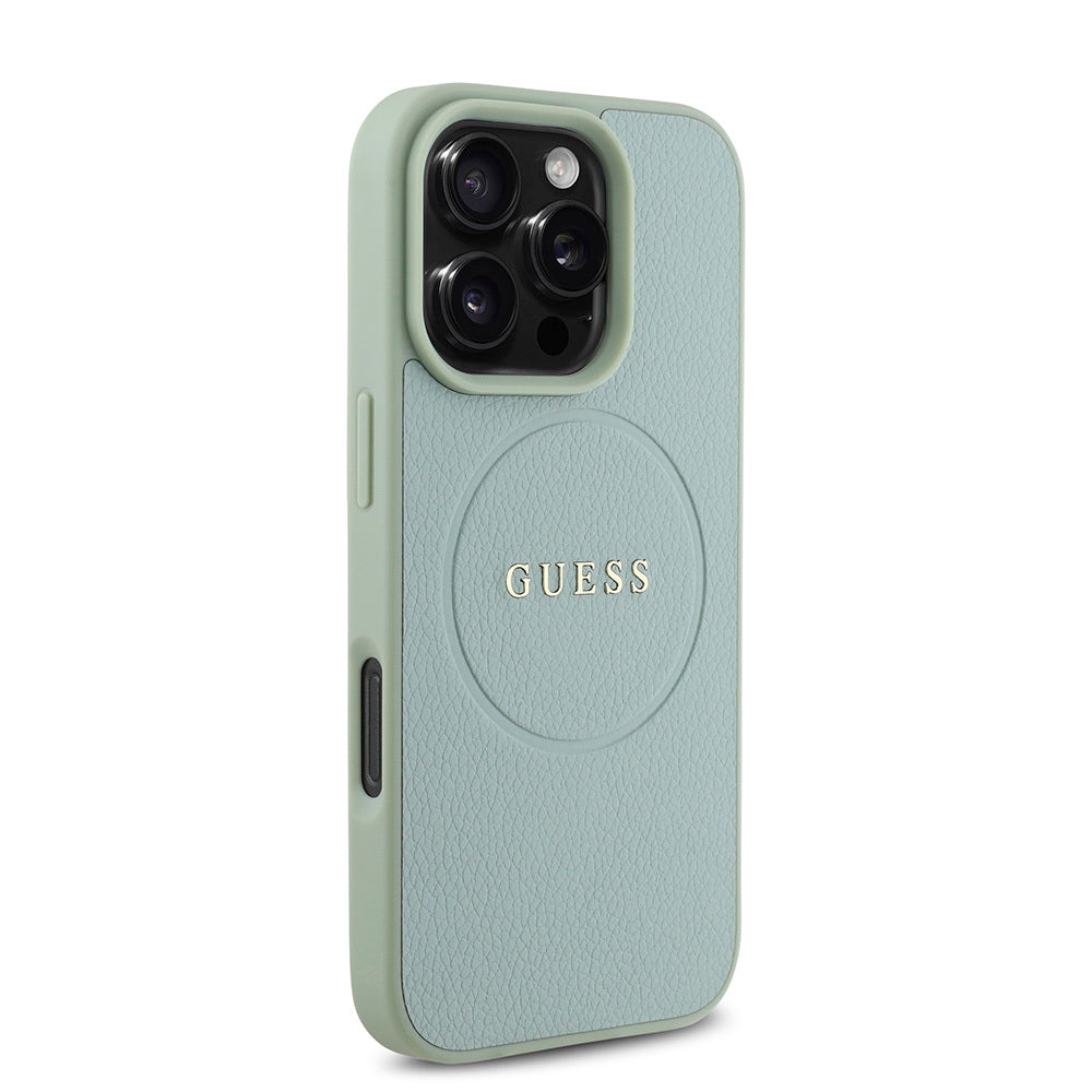 Apple iPhone 16 Pro Max Kılıf Guess Orjinal Lisanslı Magsafe Şarj Özellikli Yazı Logolu Grained Kapak Siyah