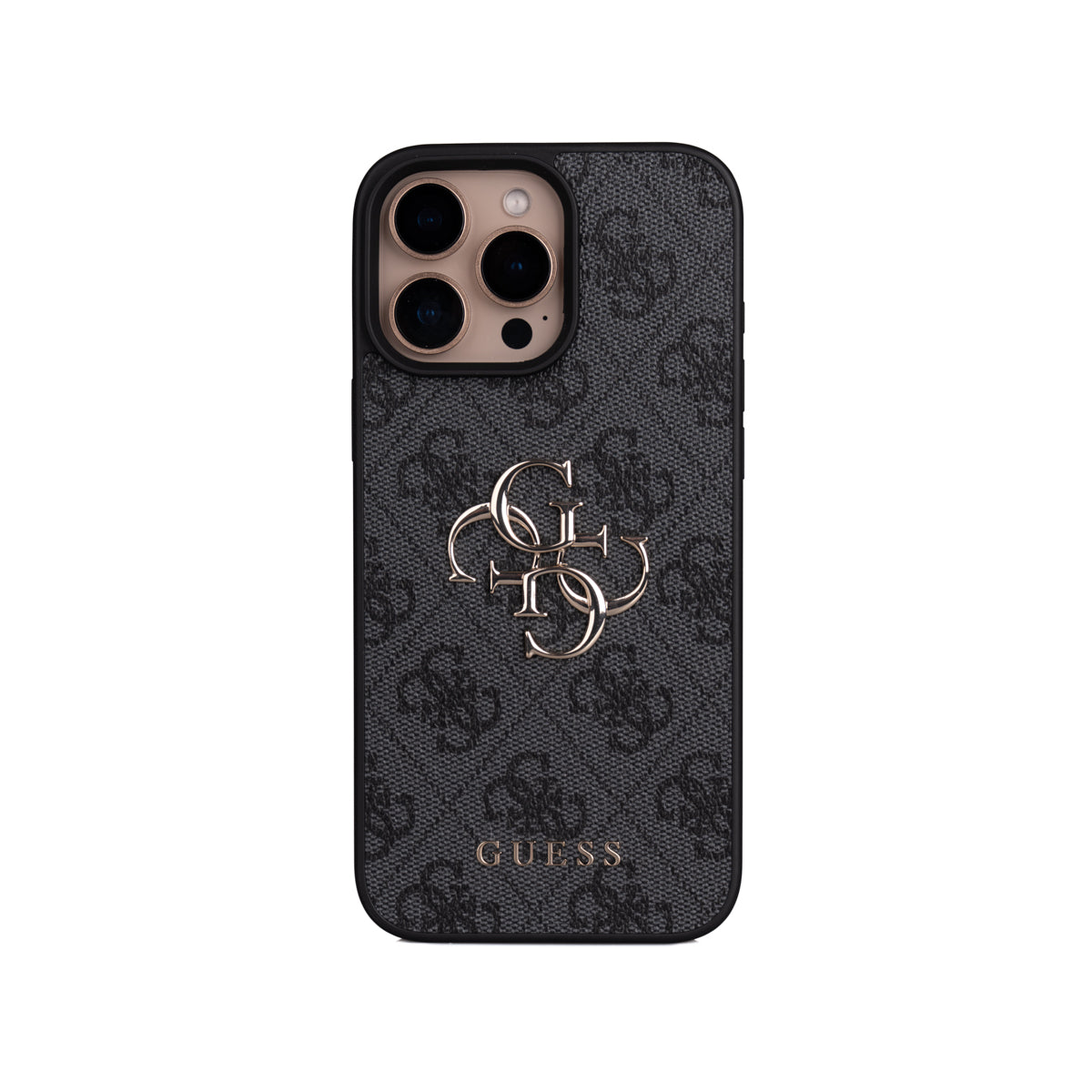 Apple iPhone 16 Pro Max Kılıf Guess Orjinal Lisanslı PU Deri 4G Büyük Metal Logolu Çapraz Vücut Askılı Kapak Siyah