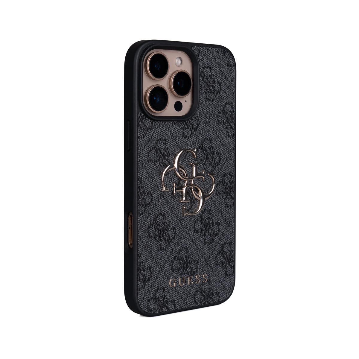 Apple iPhone 16 Pro Max Kılıf Guess Orjinal Lisanslı PU Deri 4G Büyük Metal Logolu Çapraz Vücut Askılı Kapak Siyah