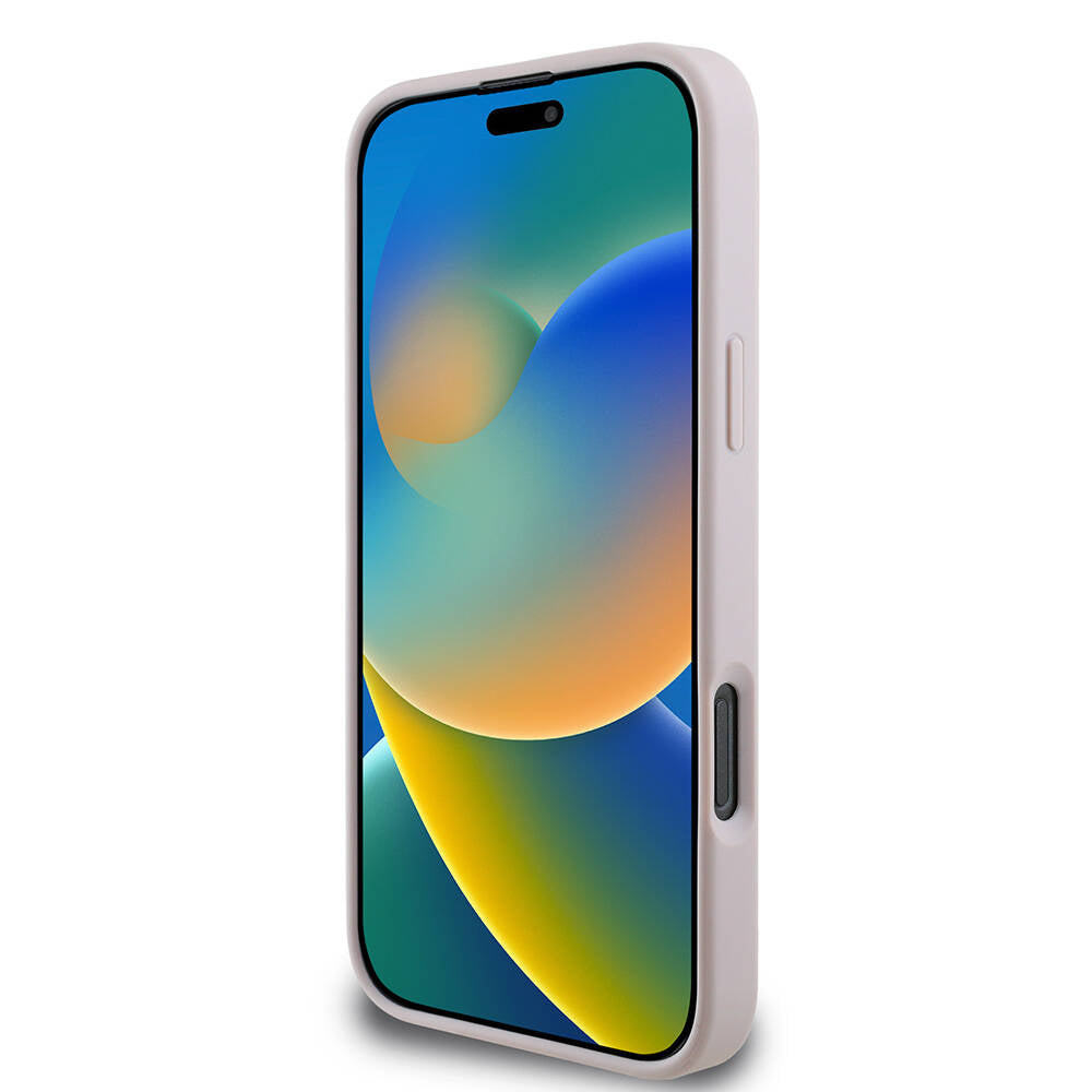 Apple iPhone 16 Pro Max Kılıf Guess Orjinal Lisanslı PU Deri 4G Desenli Metal Büyük 4G ve Yazı Logolu Kapak Pembe