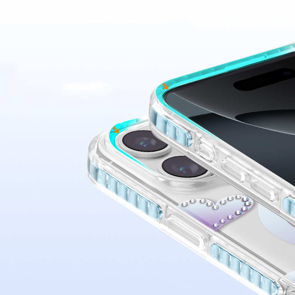 Apple iPhone 16 Pro Max Kılıf M-Safe Şarj Özellikli Zore Paris Elvo Sert PC Kapak Mavi