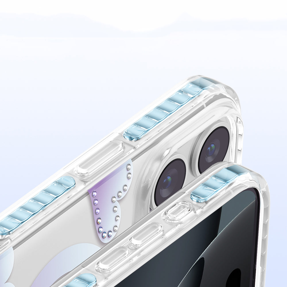 Apple iPhone 16 Pro Max Kılıf M-Safe Şarj Özellikli Zore Paris Elvo Sert PC Kapak Mavi