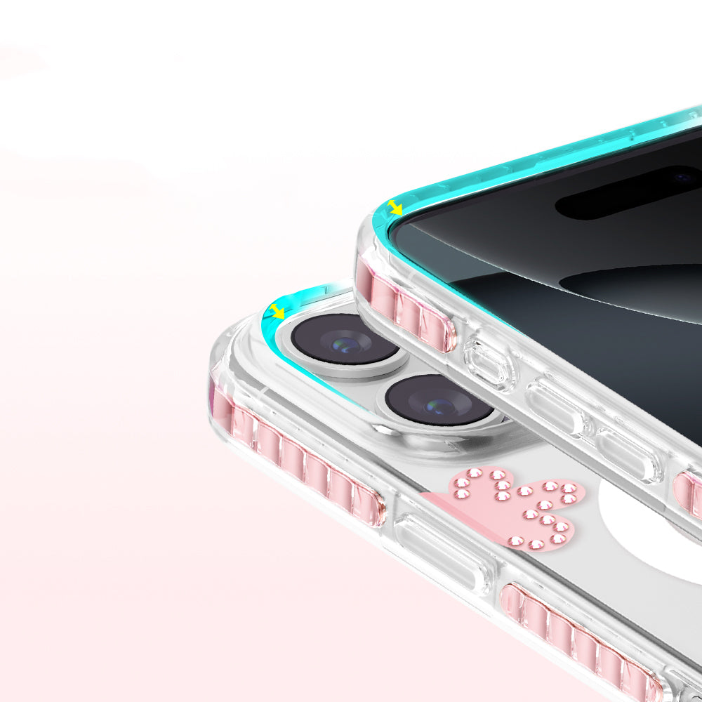 Apple iPhone 16 Pro Max Kılıf M-Safe Şarj Özellikli Zore Paris Elvo Sert PC Kapak Pembe