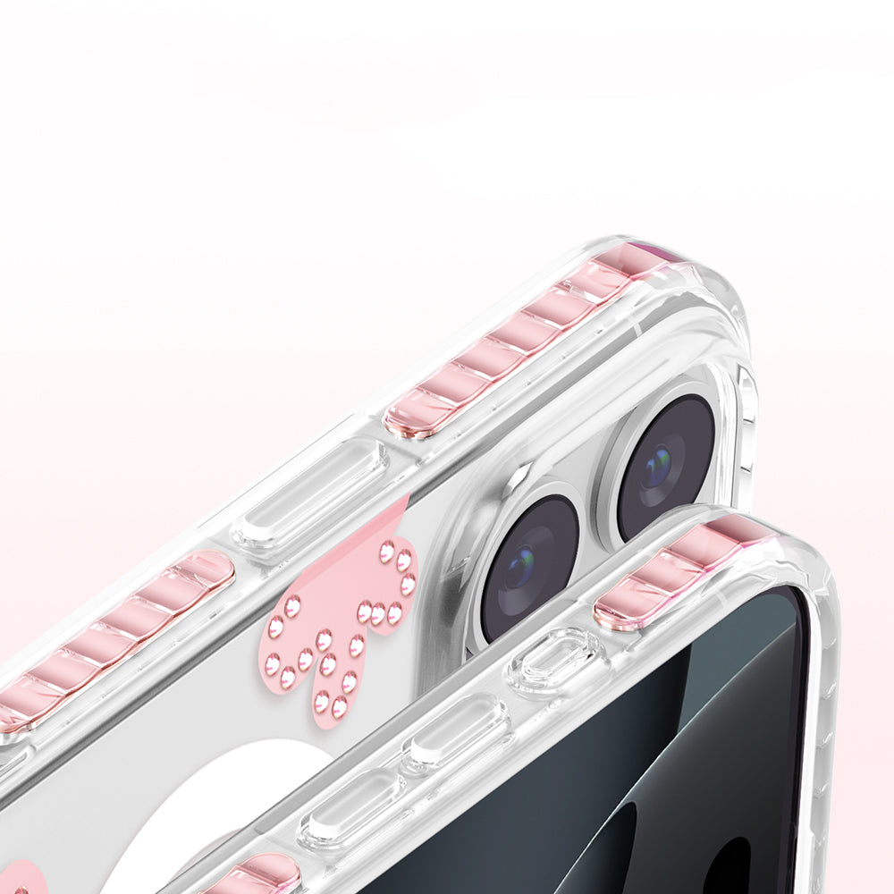 Apple iPhone 16 Pro Max Kılıf M-Safe Şarj Özellikli Zore Paris Elvo Sert PC Kapak Pembe
