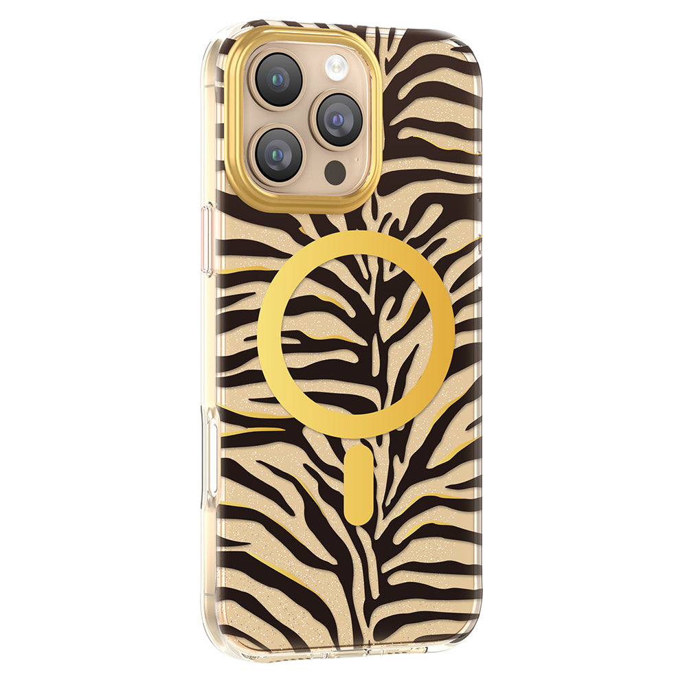 Apple iPhone 16 Pro Max Kılıf M-Safe Şarj Özellikli Zore Paris Veyro TPU Kapak Gold