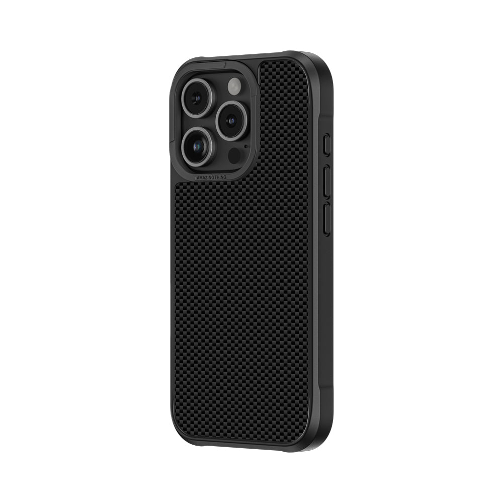 iPhone 16 Pro Max Kılıf Magsafe Şarj Özellikli 600D Aramid Fiber Amazingthing Titan Max Serisi Kılıf Siyah