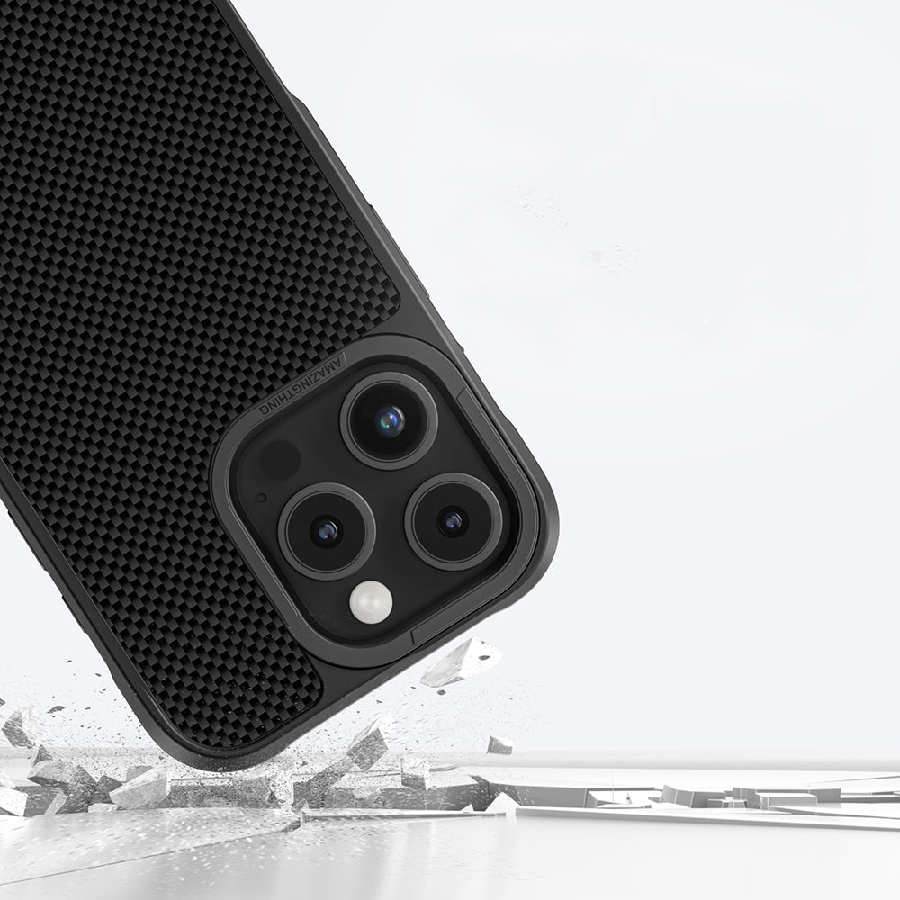 iPhone 16 Pro Max Kılıf Magsafe Şarj Özellikli 600D Aramid Fiber Amazingthing Titan Max Serisi Kılıf Siyah