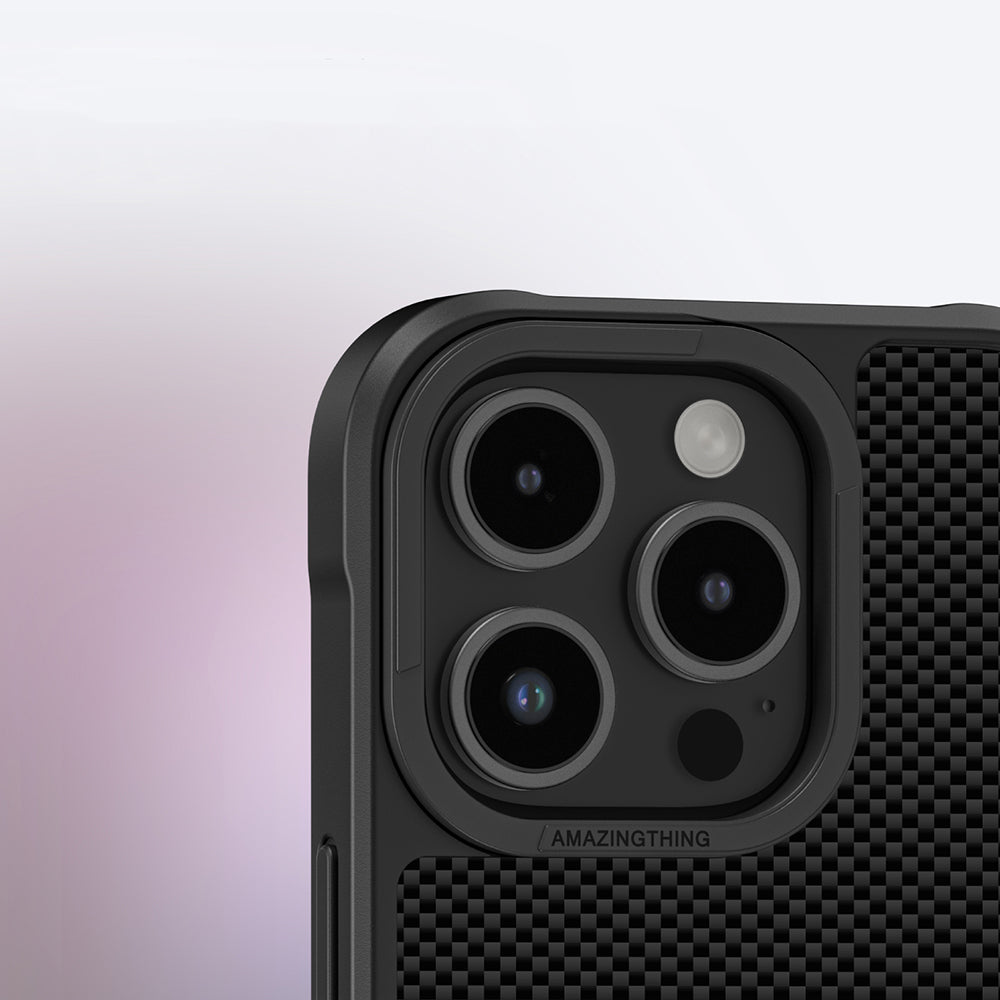 iPhone 16 Pro Max Kılıf Magsafe Şarj Özellikli 600D Aramid Fiber Amazingthing Titan Max Serisi Kılıf Siyah