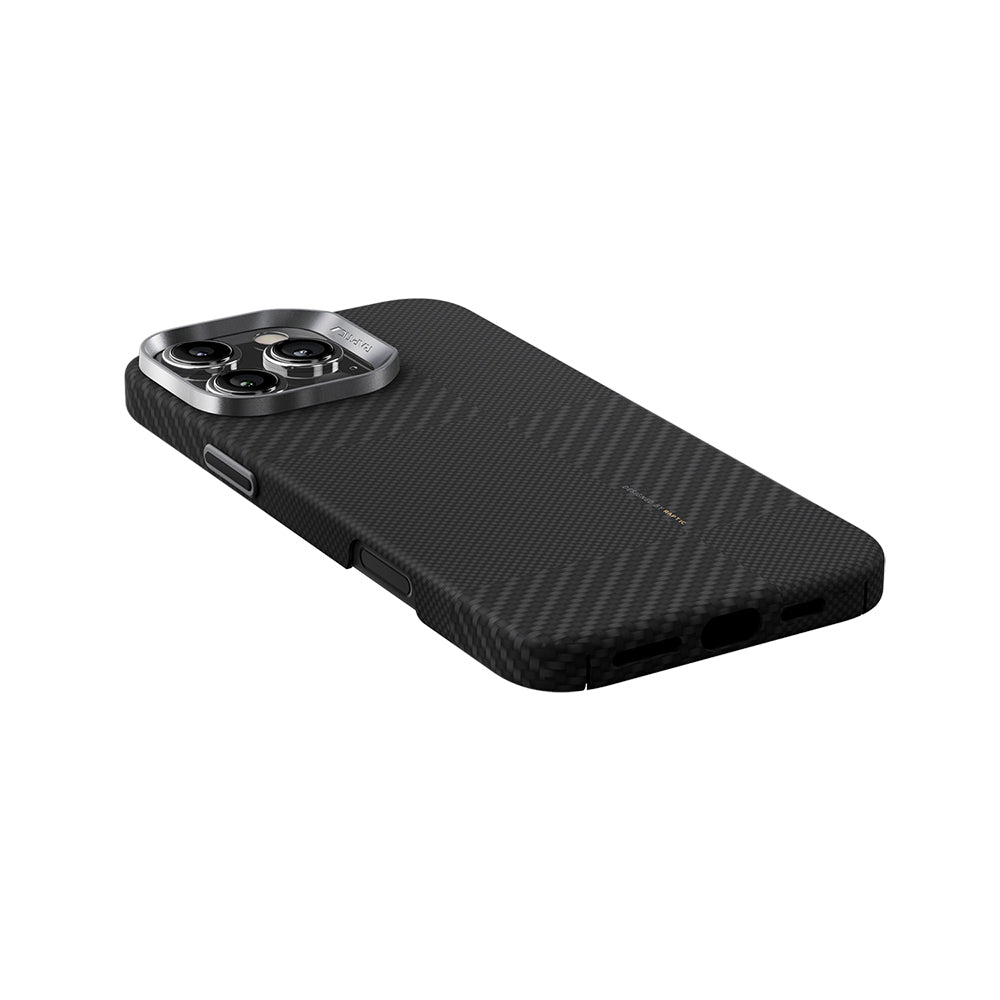 iPhone 16 Pro Max Kılıf Magsafe Şarj Özellikli 600D Metal Kamera Çerçeveli Raptic Aramid Fiber Croxx Mondrian Serisi Kılıf Siyah