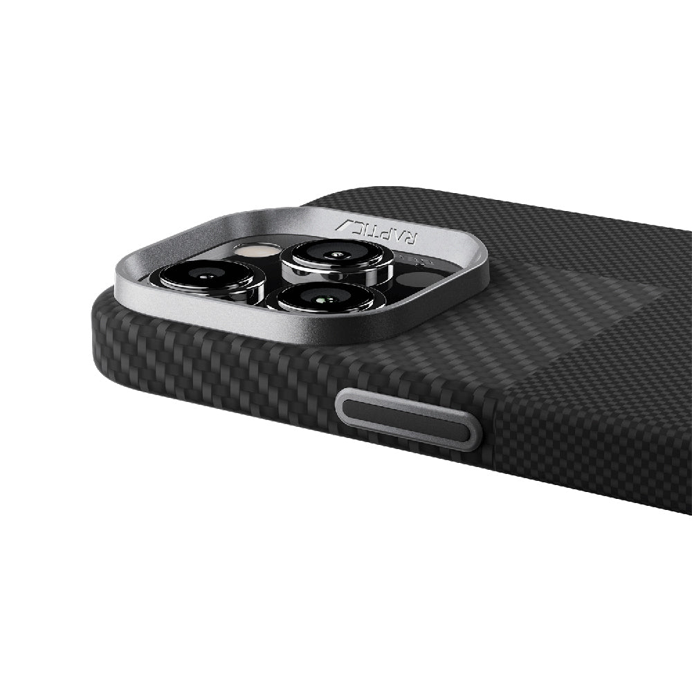 iPhone 16 Pro Max Kılıf Magsafe Şarj Özellikli 600D Metal Kamera Çerçeveli Raptic Aramid Fiber Croxx Mondrian Serisi Kılıf Siyah
