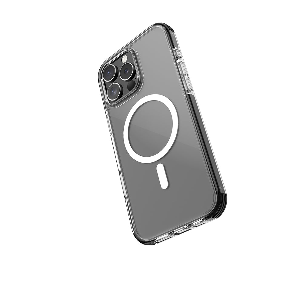 iPhone 16 Pro Max Kılıf Magsafe Şarj Özellikli Airbag Tasarımlı Raptic Clear Serisi Şeffaf Kılıf Siyah