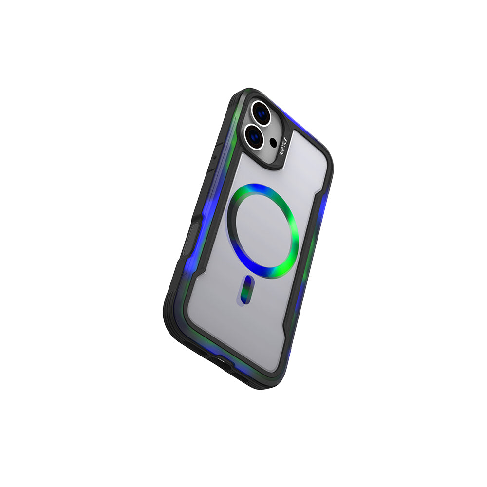 iPhone 16 Pro Max Kılıf Magsafe Şarj Özellikli Airbagli Raptic Shield 2.0 Serisi Şeffaf Arka Yüzey Kılıf Turkuaz