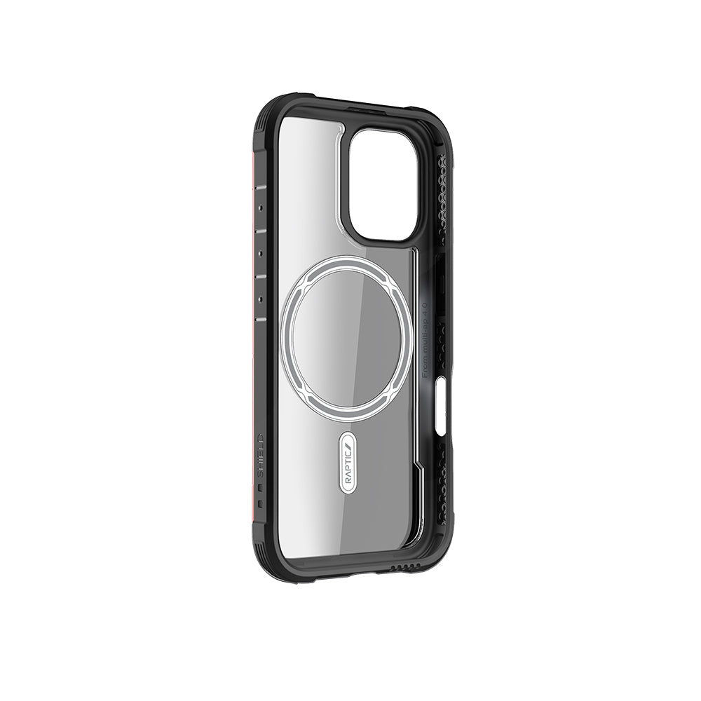 iPhone 16 Pro Max Kılıf Magsafe Şarj Özellikli Airbagli Raptic Shield Serisi Şeffaf Arka Yüzey Kılıf Kahverengi