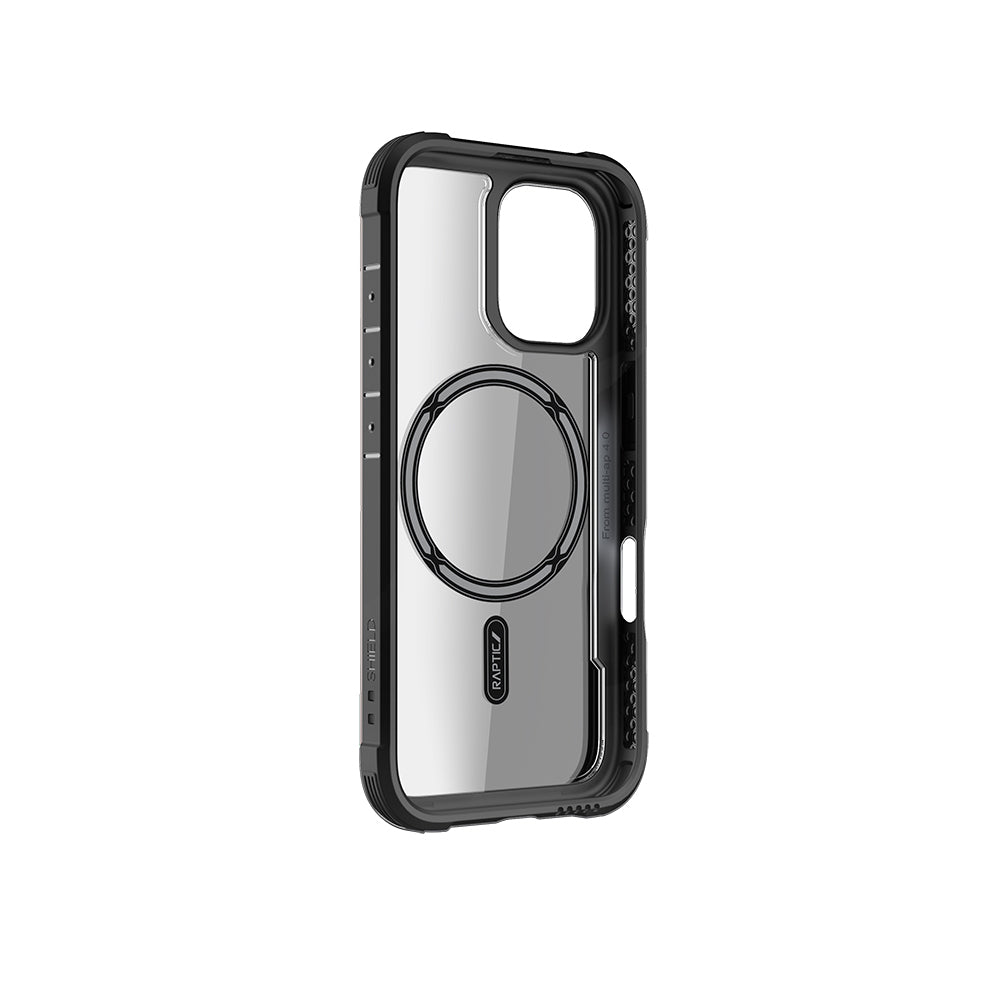 iPhone 16 Pro Max Kılıf Magsafe Şarj Özellikli Airbagli Raptic Shield Serisi Şeffaf Arka Yüzey Kılıf Kahverengi