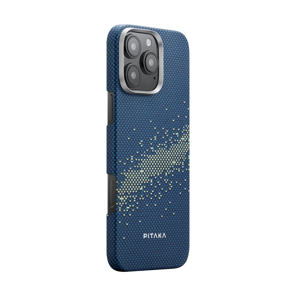 iPhone 16 Pro Max Kılıf Magsafe Şarj Özellikli Aramid Fiber Pitaka Tactile Woven Starpeak Serisi Milky Way Galaxy Kılıf Mavi
