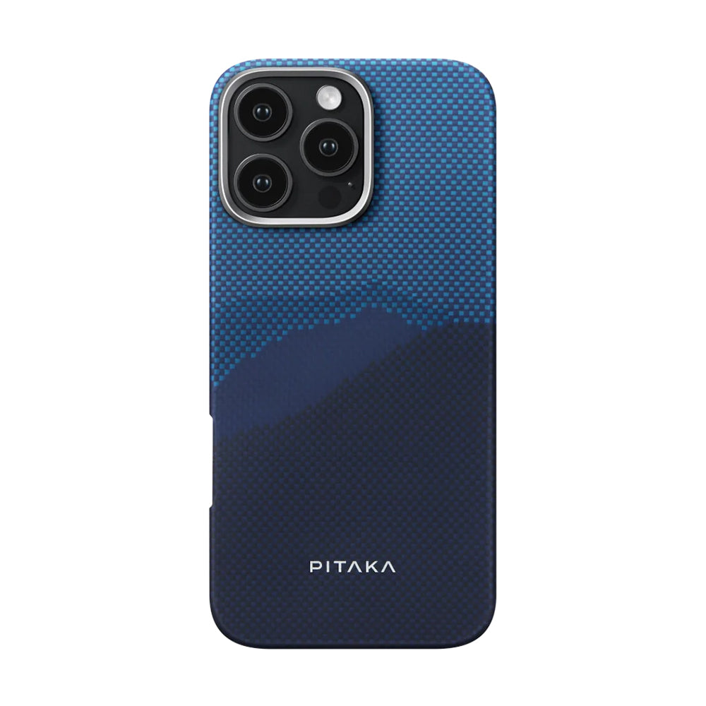 iPhone 16 Pro Max Kılıf Magsafe Şarj Özellikli Aramid Fiber Pitaka Tactile Woven Starpeak Serisi Over The Horizon Kılıf Mavi