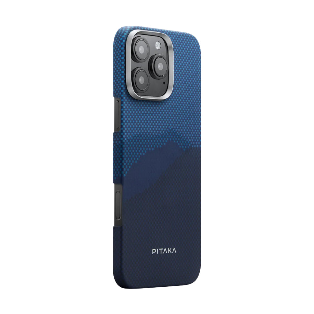 iPhone 16 Pro Max Kılıf Magsafe Şarj Özellikli Aramid Fiber Pitaka Tactile Woven Starpeak Serisi Over The Horizon Kılıf Mavi